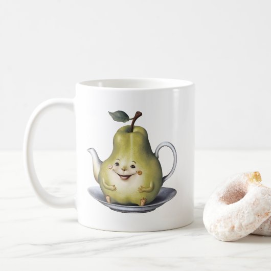 笑顔の梨のティーポット コーヒーマグカップ (ドーナツ)