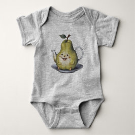 笑顔の梨のティーポット ベビーボディスーツ