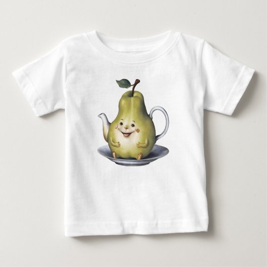 笑顔の梨のティーポット ベビーTシャツ (正面)