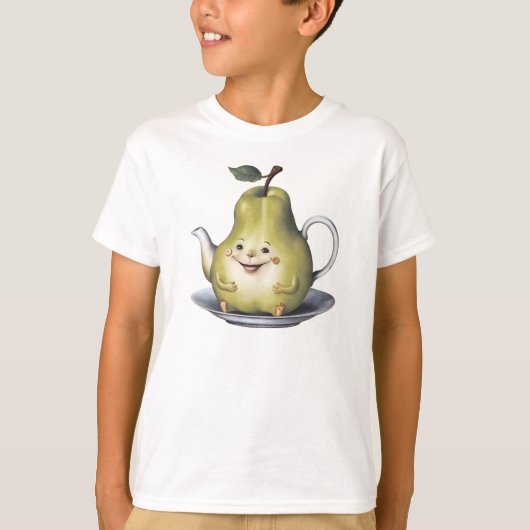 笑顔の梨のティーポット Tシャツ (正面)
