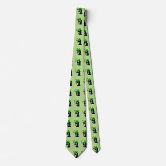 笑顔の死神イラストレーション不気味カッコいい ネクタイ (正面)