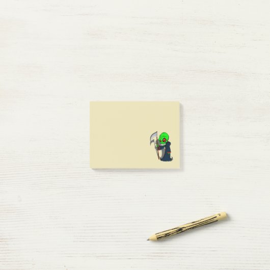 笑顔の死神イラストレーション不気味カッコいい ポストイット (デスク上)