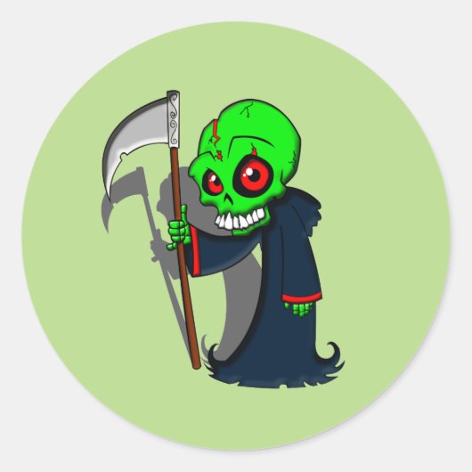 笑顔の死神イラストレーション不気味カッコいい ラウンドシール (正面)