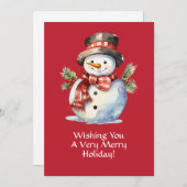 笑顔の水色サンタクリスマスカード シーズンカード (正面/裏面)