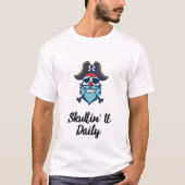 笑顔の海賊スカル漫画 Tシャツ (正面)