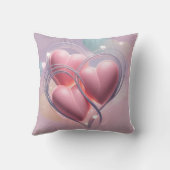 笑顔の漫画の女の子3D枕:ピンクの髪 クッション (裏面)