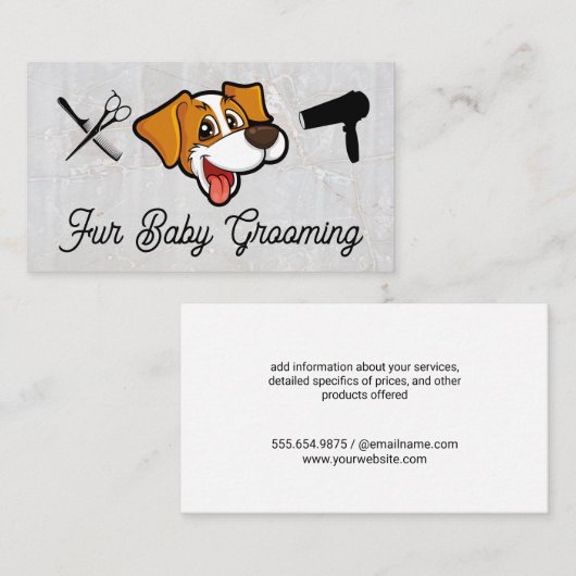 笑顔の漫画の犬 | グルーミングツール 名刺 (正面/裏面)
