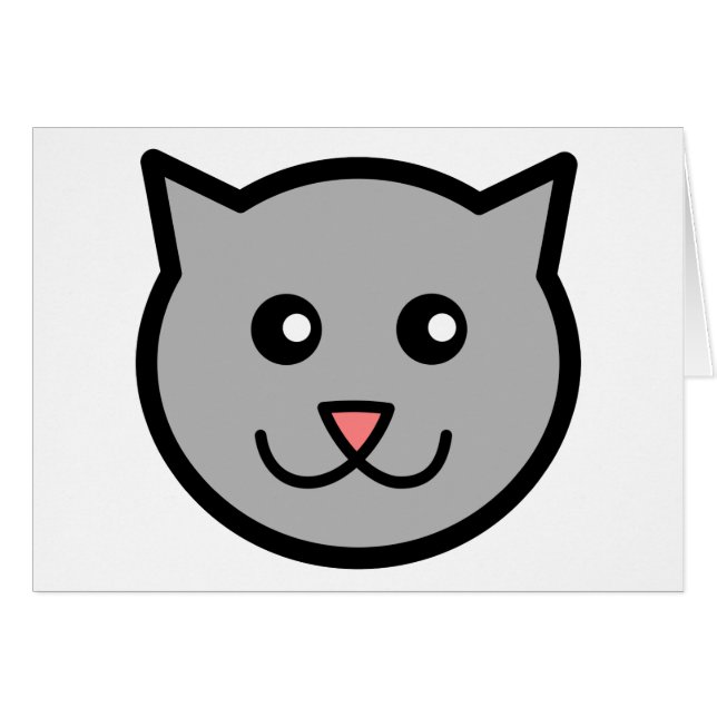 笑顔の灰色の猫漫画の頭 (正面横)
