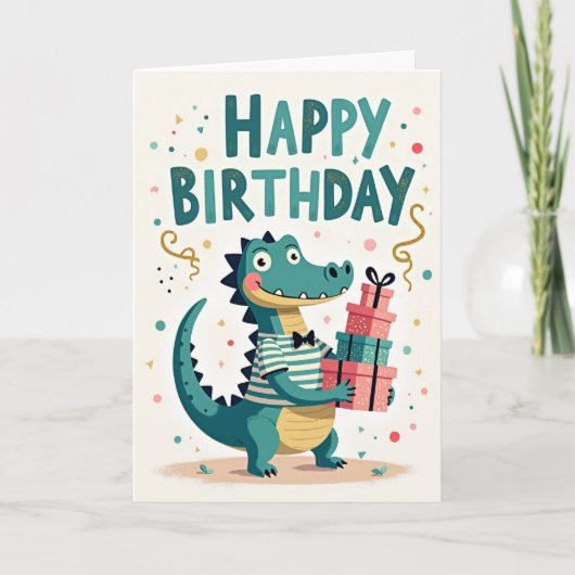 笑顔の爬虫類ギフト 誕生日カード カード (正面)