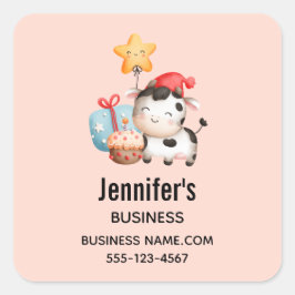 笑顔の牛かわいい愛らしいパーティー スクエアシール