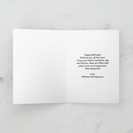 笑顔の牛かわいい愛らしい最初の誕生日カード カード (内部)