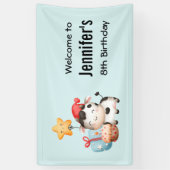 笑顔の牛かわいい愛らしい誕生日へようこそ 横断幕 (縦)