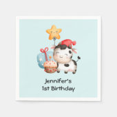 笑顔の牛かわいい愛らしい誕生日 スタンダードカクテルナプキン (正面)