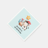 笑顔の牛かわいい愛らしい誕生日 スタンダードカクテルナプキン (角)