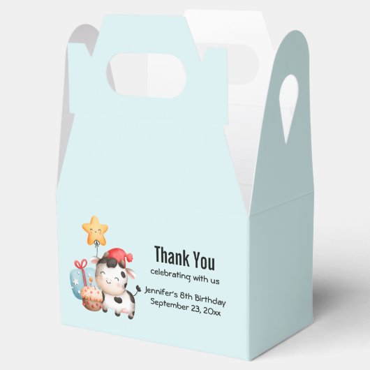 笑顔の牛かわいい愛らしい誕生日 フェイバーボックス (オープン)