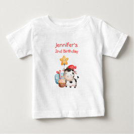 笑顔の牛かわいい愛らしい誕生日 ベビーTシャツ