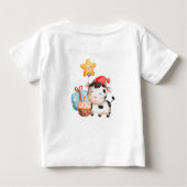 笑顔の牛かわいい愛らしい誕生日 ベビーTシャツ (裏面)