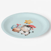 笑顔の牛かわいい愛らしい誕生日 ペーパープレート (アングル)