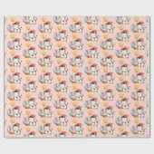 笑顔の牛かわいい愛らしい誕生日 ラッピングペーパー (フラット)