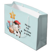 笑顔の牛かわいい愛らしい誕生日 ラージペーパーバッグ (裏面アングル)
