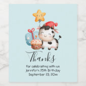 笑顔の牛かわいい愛らしい誕生日 ワインラベル (シングルラベル)