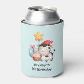笑顔の牛かわいい愛らしい誕生日 缶クーラー (缶正面)