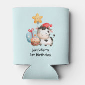 笑顔の牛かわいい愛らしい誕生日 缶クーラー (裏面)