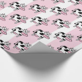 笑顔の牛ガーリーアニマルプリント ラッピングペーパー (角)