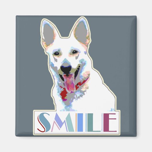笑顔の犬の明るい幸せやる気を起こさせるおもしろい喜び マグネット (正面)