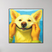 笑顔の犬の肖像画 キャンバスアート (正面)
