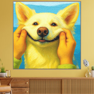 笑顔の犬の肖像画 キャンバスアート