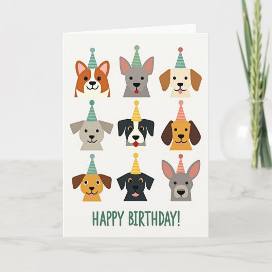 笑顔の犬の誕生日カード カード (正面)