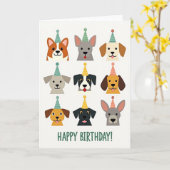 笑顔の犬の誕生日カード カード (黄色い花)