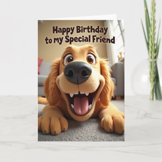 笑顔の犬の誕生日カード カード (正面)