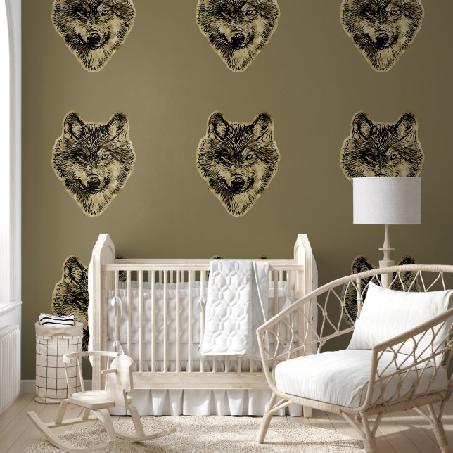 笑顔の狼の頭 – ラインのシルエット3 壁紙 (キッズ)