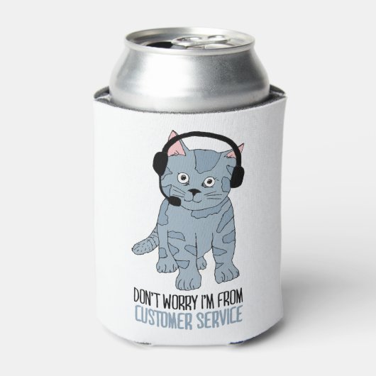 笑顔の猫おもしろいカスタマーサポートEpic In皮肉 缶クーラー (缶正面)