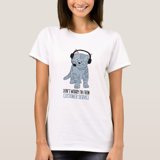 笑顔の猫おもしろいカスタマーサポートEpic In皮肉 Tシャツ (正面)