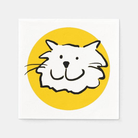 笑顔の猫が幸せ。猫をテーマにした スタンダードカクテルナプキン (正面)