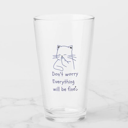笑顔の猫ガラスコップを心配しない タンブラーグラス (正面)