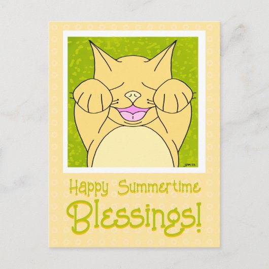 笑顔の猫ハッピー考え夏期ズ ポストカード (正面)