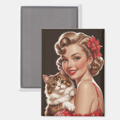 笑顔の猫ポートレート マグネット (正面/裏面)