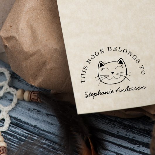 笑顔の猫 |このカスタム本は名前に属している セルフインキングスタンプ