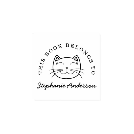 笑顔の猫 |このカスタム本は名前に属している ラバースタンプ (インプリント)