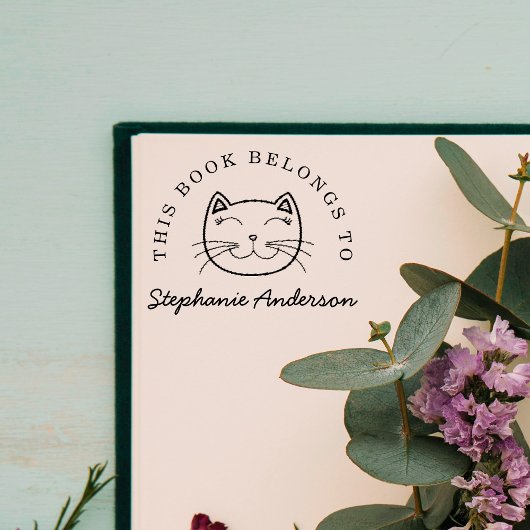 笑顔の猫 |このカスタム本は名前に属している ラバースタンプ