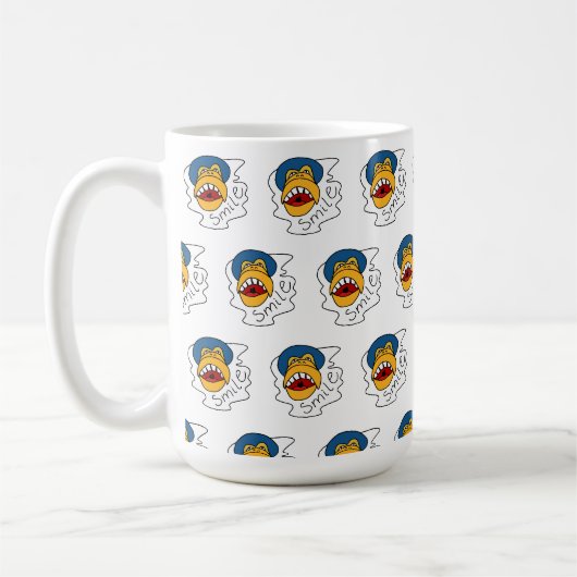 笑顔の猿の顔 コーヒーマグカップ (左)
