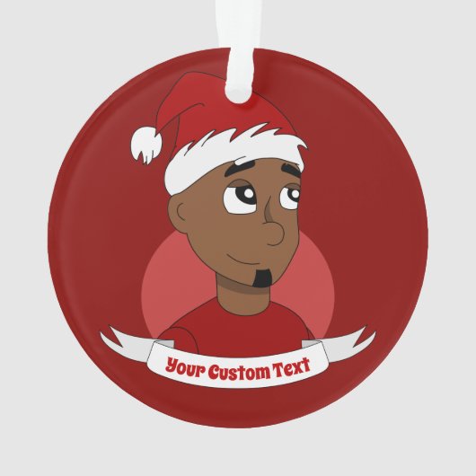笑顔の男のクリスマスの漫画オーナメント オーナメント (裏面)