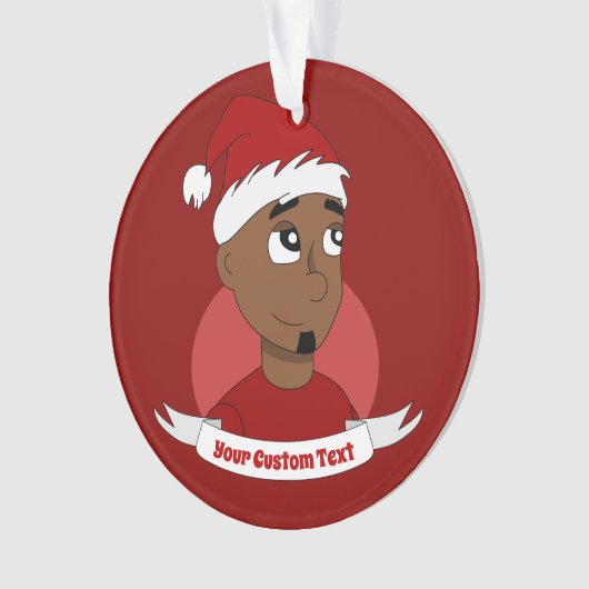 笑顔の男のクリスマスの漫画オーナメント オーナメント (正面)