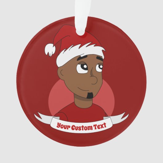 笑顔の男のクリスマスの漫画オーナメント オーナメント (正面)