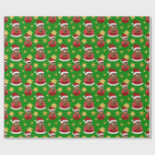 笑顔の男性のクリスマス風刺画 ラッピングペーパー (フラット)