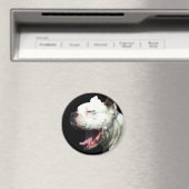 笑顔の白いボクサーの犬の磁石 マグネット (インサイチュ (食洗機))